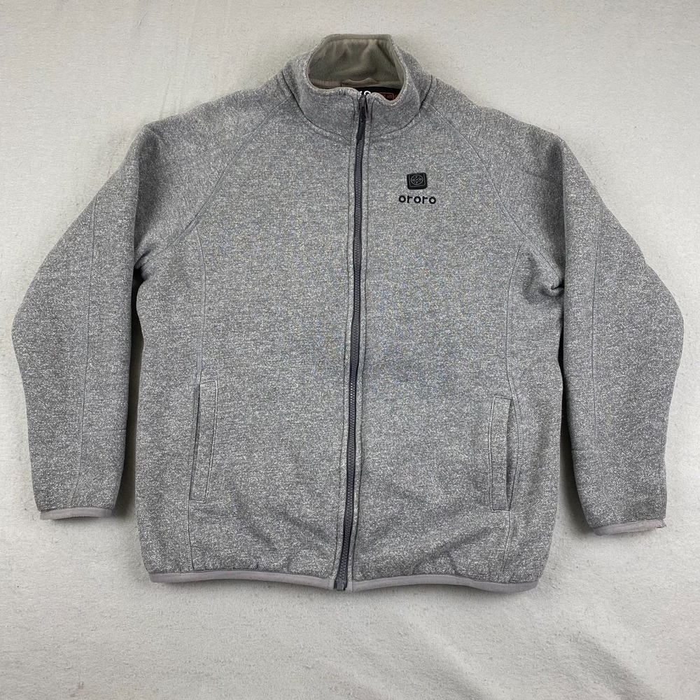 Ororo Jacket Mens Medium Gray Full Zip Fleece Lined Mock neck No Battery Casual